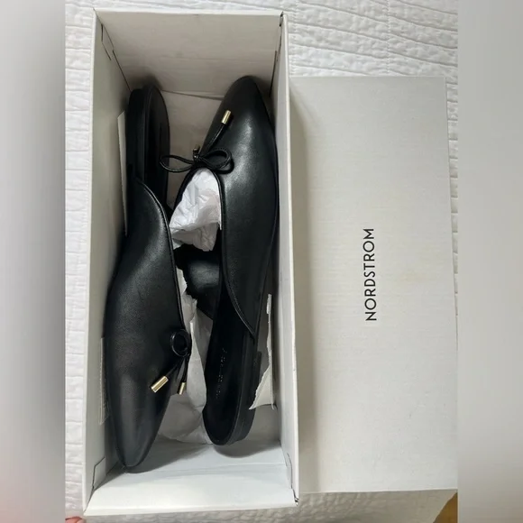 Nordstrom Black Leather Bow Mules - Picture 4 of 5